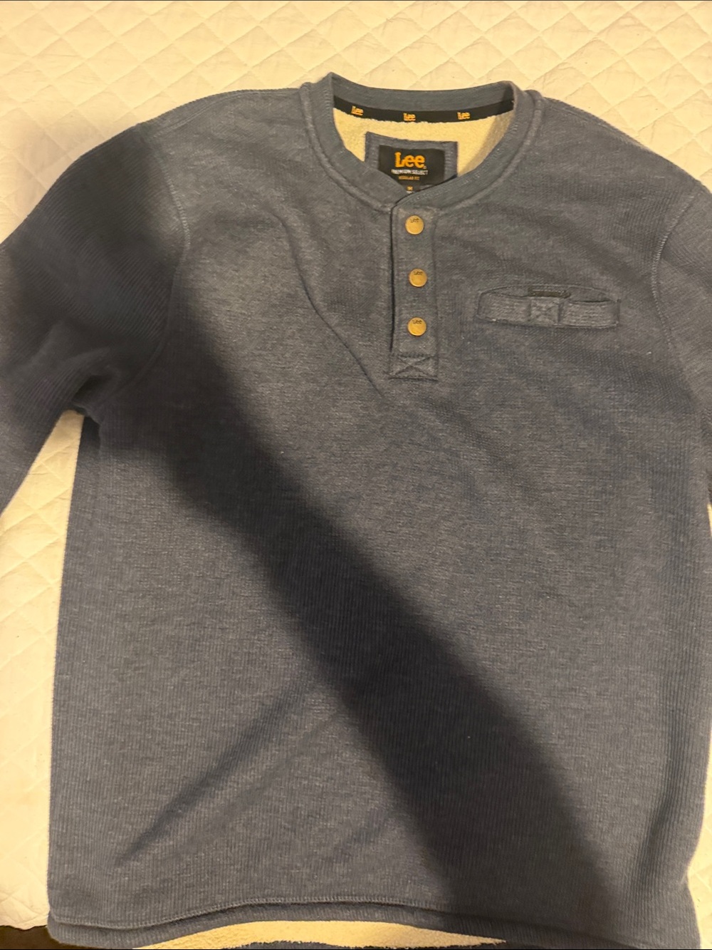Lee Men’s Slate Blue Long-Sleeve Henley with Button Placket